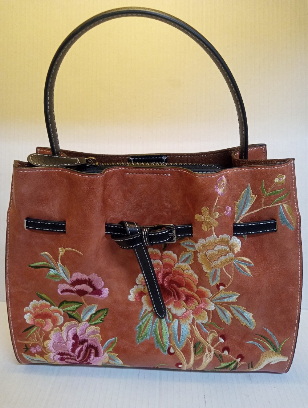 Women's Bag vintage style chinese embroidered floral print No Crossbody Strap